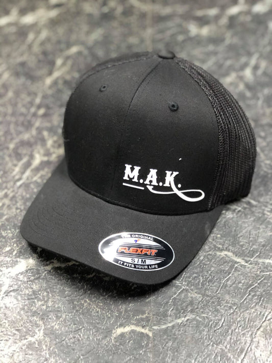 Mid America Kustoms Fitted Black Trucker Hat MAK Logo